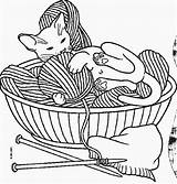 Coloring Knitting Pages Kitten Kittens Getcolorings Color sketch template