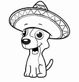 Chihuahua Coloring Sombrero Pages Dog Mexican Drawing Sitting Cartoon Drawings Hat Wearing Cute Puppy Netart Baby Clipart Down Printable Color sketch template