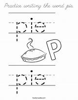 Coloring Pie Practice Writing Word Cursive Built California Usa sketch template