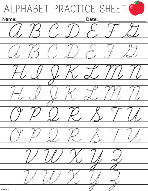 cursive alphabet practice uppercase classroom alphabet practice
