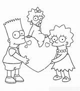 Coloring Pages Valentines Valentine Simpsons Disney Cartoon Bart Lisa Maggie Printable Kids Cartoons Simpson Print Colouring Sheets Drawings Heart Book sketch template