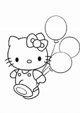 Coloring Kitty Hello Pages Birthday Happy Procoloring sketch template