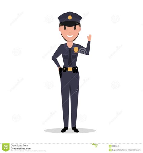 vector cartoon woman police officer in uniform stock