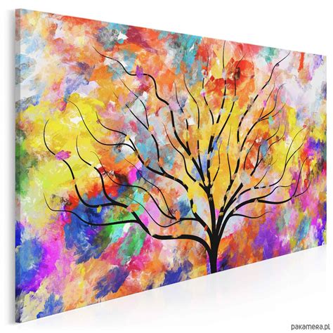 obraz na plotnie kolorowy drzewo  pakamerapl