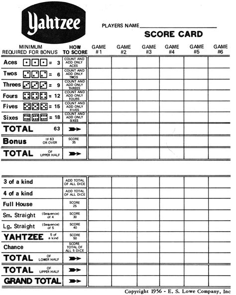 yahtzee card freebie printables yahtzee score card yahtzee score