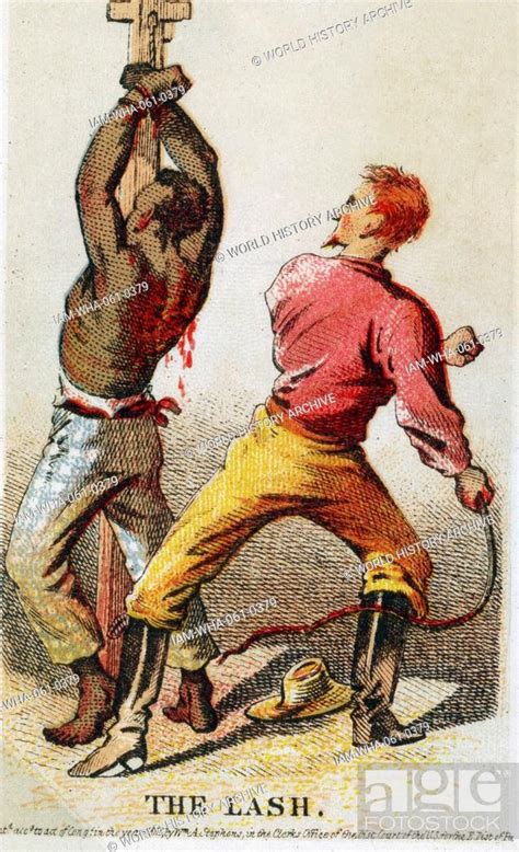 The Lash Card Showing Bound African American Slave Being Whipped