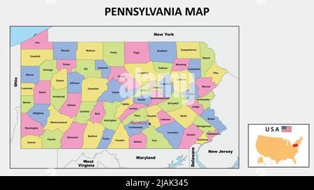 pennsylvania map political map  pennsylvania  boundaries