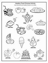 Kids Foods Coloring Healthy Food Worksheets Pages Choices Worksheet Unhealthy Activities Activity Drawing Health Nutrition Printable Kindergarten Kidscanhavefun Go Eating sketch template