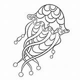 Coloring Jellyfish Illustration Vector Book Pattern Adults Ornamnets Stock Pages sketch template