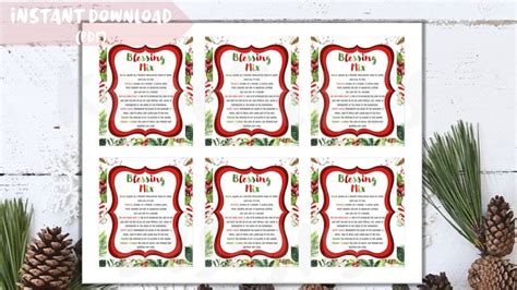 printable blessing mix instant  christmas favors christmas