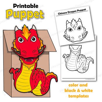 chinese dragon craft activity paper bag puppet template tpt
