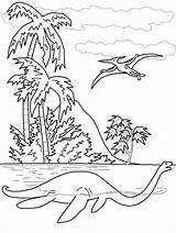 Coloring Elasmosaurus Dinosaur Liopleurodon Colorbook sketch template