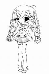 Coloring Cute Pages Girls Girl Kawaii Popular sketch template