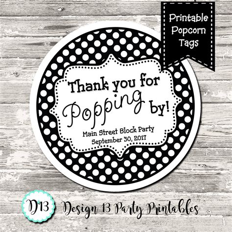 popping  popcorn label favor tags circle tags etsy