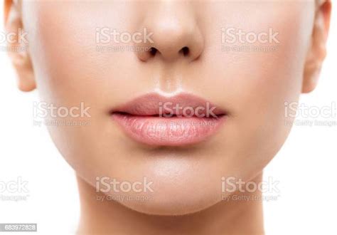 Lips Woman Face Mouth Beauty Beautiful Skin And Full Lip Closeup Pink