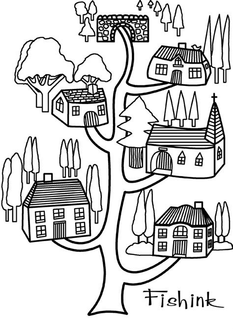 drawing tree house  buildings  architecture printable