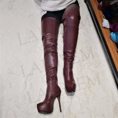 laigzem fashion women over the knee boots waterpoof