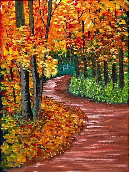 autumn path acrylic painting original acrylic painting
