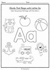 Letter Worksheets Beginning Sounds Printable Sound Kindergarten Letters Preschool Alphabet Aa Teaching Phonics Aunt Activities Coloring English Choose Board sketch template