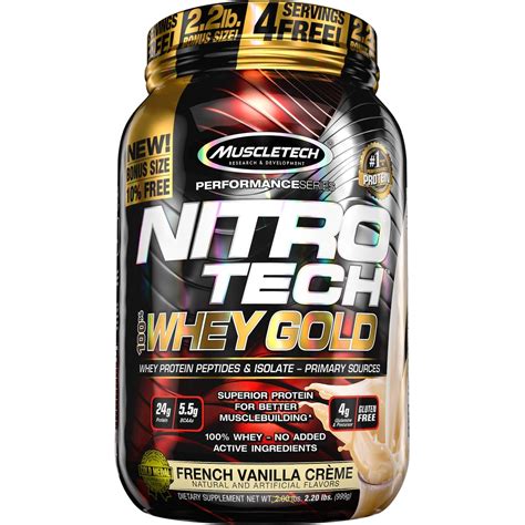 muscletech nitro tech premium gold  whey protein vanilla ice cream  lb protein