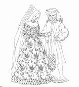 Coloring Fashion Pages Medieval sketch template