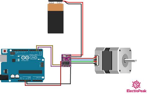 interfacing drv stepper motor driver  arduino electropeak