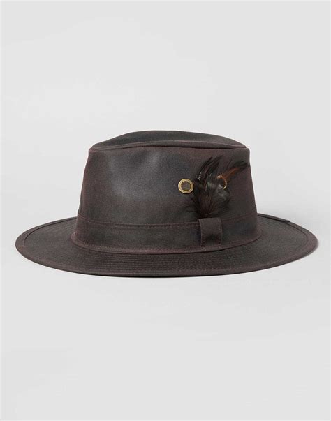 waxed trilby hat brown