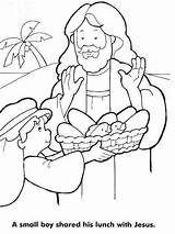 Coloring Pages Loaves Fishes Bible Sunday School Fish Jesus Kids Preschool Azcoloring sketch template