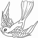 Swallow Sparrow Bird Tattoo Coloring Drawing Pages Animals Outline Birds Simple Color Designs Barn Draw Tattoos Drawings Step Coloriage Colouring sketch template