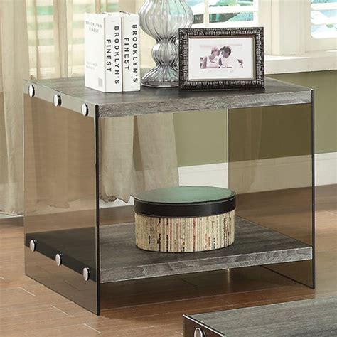 weathered gray  table  glass sides  coaster furniture