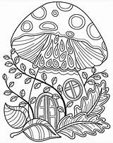 Coloring Mushroom House Pages Forest Fairy Adults Colouring Adult Printable App Garden Cute Forêt Coloriage Mandala Print Mushrooms Color Sheets sketch template