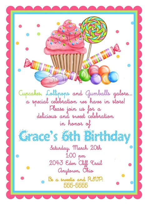 sweet shop birthday party invitations  littlebeaneboutique