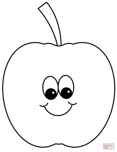 smiling apple coloring page  printable coloring pages