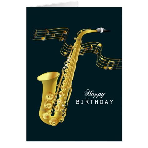 Saxophone Music Happy Birthday Card