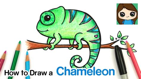 how to draw a chameleon easy youtube