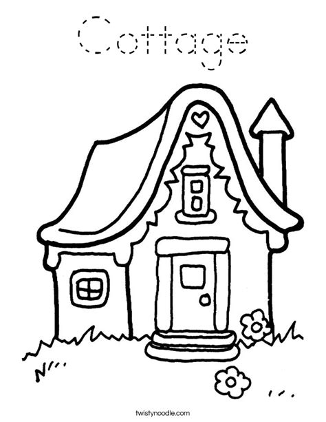 cottage coloring page tracing twisty noodle