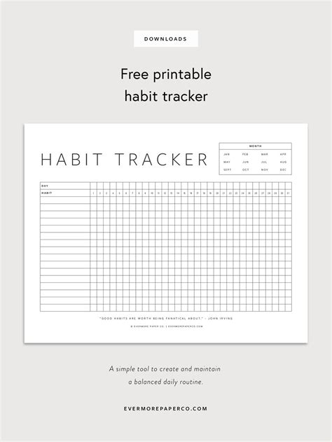 printable  habit tracker printable templates