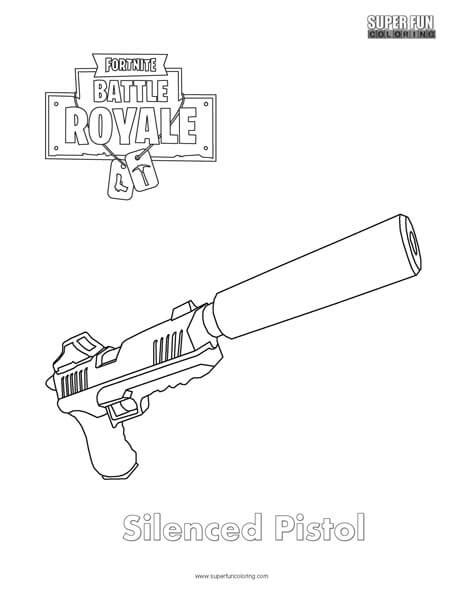 silenced pistol fortnite coloring page super fun coloring