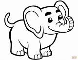 Coloring Elephant Pages Baby Cute Printable Drawing Paper sketch template