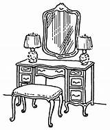 Table Dressing Clipart Dresser Furniture Coloring Vanity Line Sketch Vintage Household Cliparts Tables Drawing Clip Drawings Colouring Choose Board Sheets sketch template