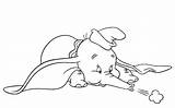 Dumbo Coloring Pages Printable Wearing Hat Cute Little sketch template