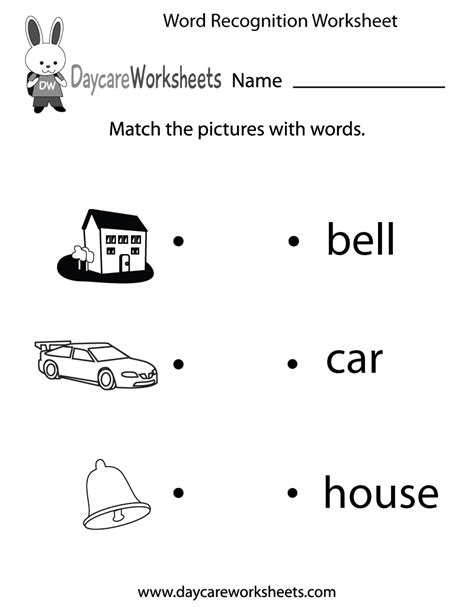 preschoolers   match objects  words    reading