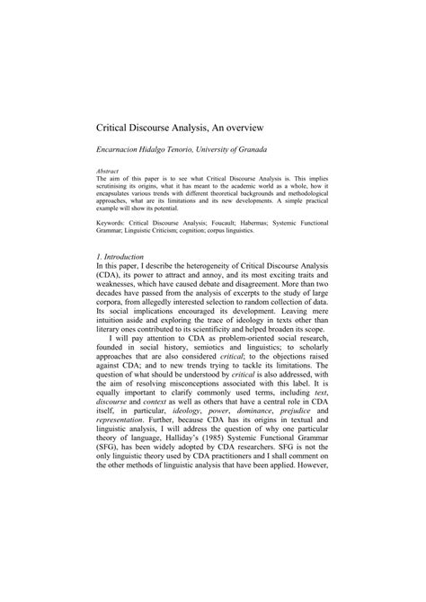 critical discourse analysis  overview