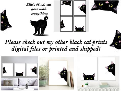 black cat print set   black cat poster printable cat etsy