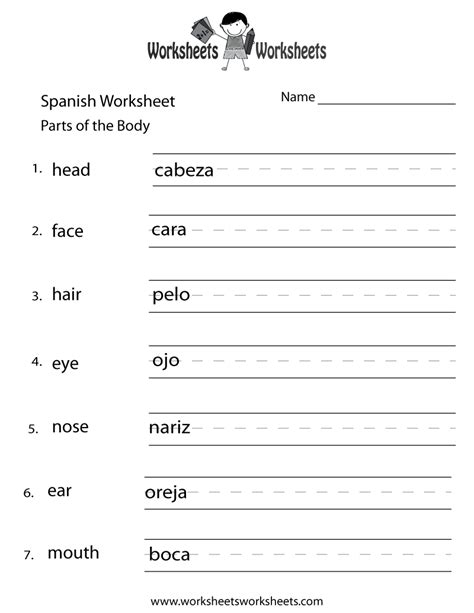 printable spanish worksheets  beginners  templates printable