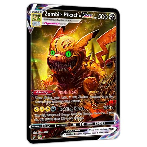 zombie pikachu vmax custom full art holo trading card etsy ireland