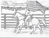 Coloring Pages Horse Rodeo Riding Flag Girl Cowgirl Color Horses Kids Printable Barrel Racing Printables American Sheets Cowboy Dancing Rocks sketch template