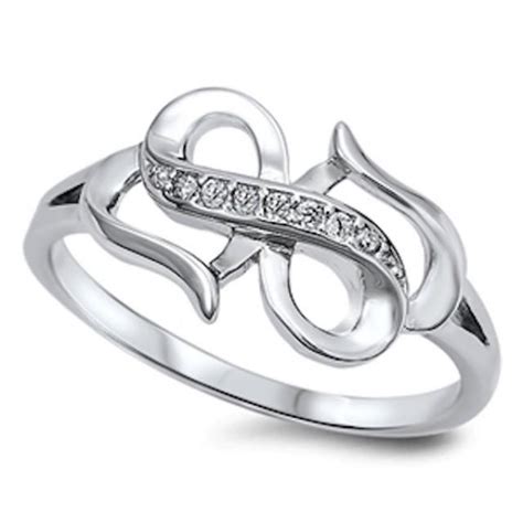 Double Heart Infinity Knot Crisscross Promise Ring 925 Sterling Silver