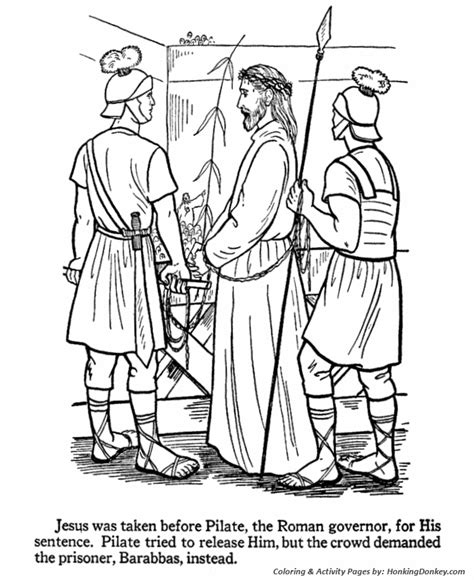 easter bible coloring pages jesus   pilate honkingdonkey