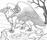 Coloring Griffin Fantastic Animals Coloriage Animaux Fantastiques Animal Fantasy Adults Griffon Printable Dragon Hard Adult Therapy Colouring Mythical Sheets Stress sketch template